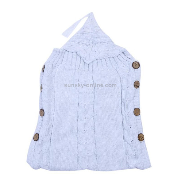 Children Sweater Wooden Button Tassel Hat Baby Hooded Sleeping Bag, Size:One Size(White)