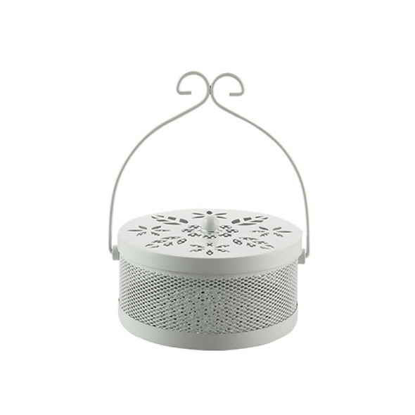 Outdoor Portable Multifunctional Hollow Fireproof Mosquito Coil Box with Lid(White)