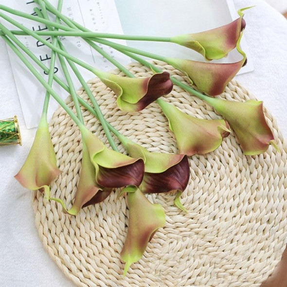 2 PCS Simulation Calla Lily Fake Flower Table Decoration Plastic Decorative Flower Bouquet(Brown)