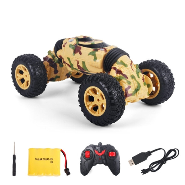 1086 Rechargeable 4 Channels Deformation Stunt Twisting Car Toy Car(Yellow)