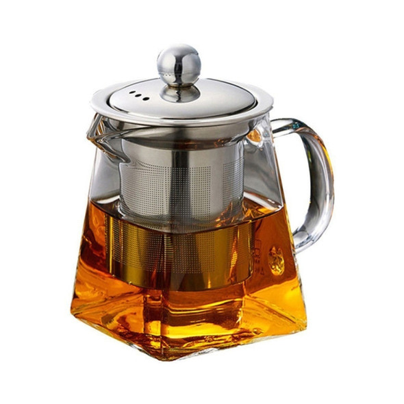 Stainless Steel Clear Heat Resistant Glass Filter Tea Pot, Capacity: 950ml