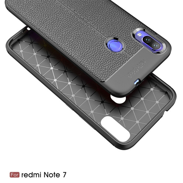 Litchi Texture TPU Shockproof Case for Xiamo Redmi Note 7 / Redmi Note 7 Pro(Black)