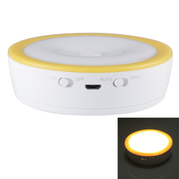 R10 USB Charging LED PIR Sensor Night Light, 4000K Emergency Light Cabinet Lamp, Sensor Distance: about 3m, DC 4.5V(Yellow)