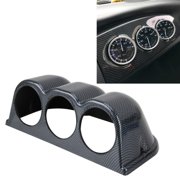 60mm Universal Horizontal Carbon lead Material 3 Triple Auto Car Dash Gauge Meter Pod Mount Holder Dashboard 3 Hole Cup Vehicle Performance Meter Instrument Accessories