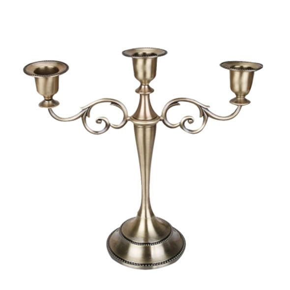 Retro Candlestick Home Decoration Living Room Cafe Theme Restaurant Jewelry Candlelight Dinner Props Gifts, Style:Bronze-3 Arms