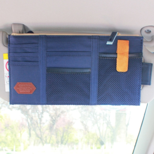 Multi-functional Auto Car Sun Visor Sunglass Holder Card Storage Holder Inner Pouch Bag(Dark Blue)