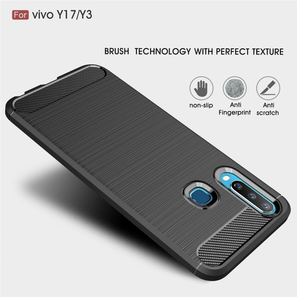 Brushed Texture Carbon Fiber TPU Case for Vivo Y17 / Y3(Black)