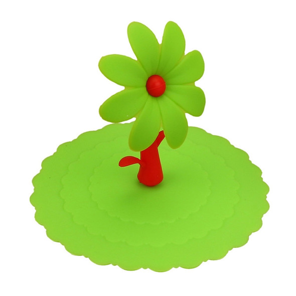 2 PCS Super Cute Sunflower Shape Reusable Silicone Cover Splicing Thermal Insulation Cover(Green)