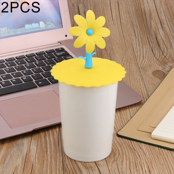 2 PCS Super Cute Sunflower Shape Reusable Silicone Cover Splicing Thermal Insulation Cover(Yellow)