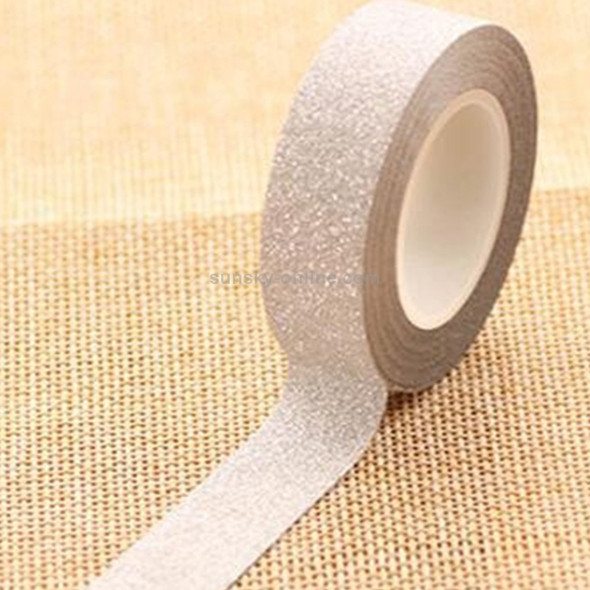 Flash Washi Sticky Paper Tape Label DIY Decorative Tape, Length: 10m(Silver)