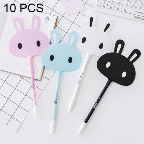 10 PCS 0.5mm Creative Cute Rabbit Shape Fan Gel Pen Writing Stationery for Kids Gift / Office School Supplies, Random Color Delivery