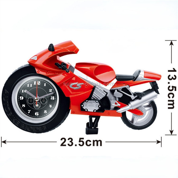 Creative Artistic Motorcycle Alarm Clock Desk Clock Model for Household Shelf Decorations (Red)