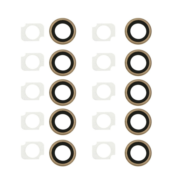10 Pairs / Set Rear Camera Lens Ring + Flashlight Bracker for iPhone 6 Plus & 6s Plus (Gold)