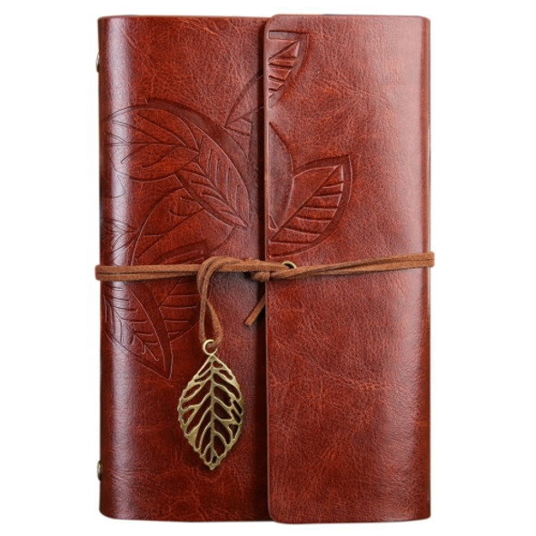 Creative Retro Autumn Leaves Pattern Loose-leaf Travel Diary Notebook, Size: M (Brown)