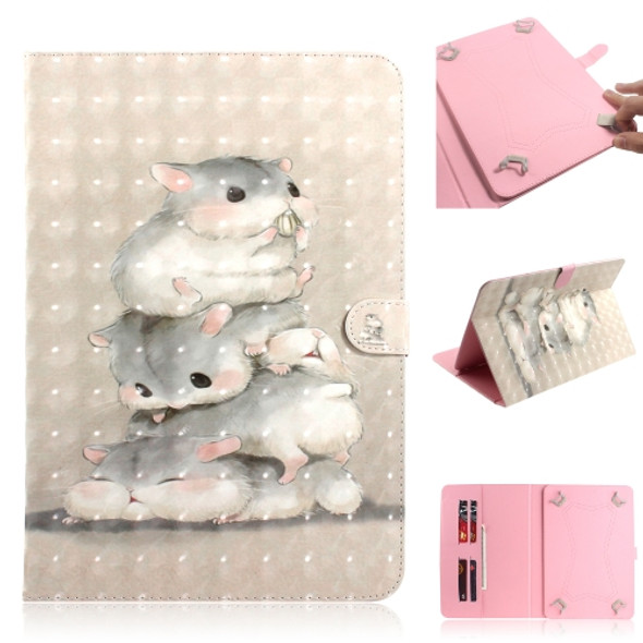 3D Colored Drawing Universal Horizontal Flip Leather Case, with Holder & Card Slot & Wallet for 10 inch Tablet PC(Squirrels)