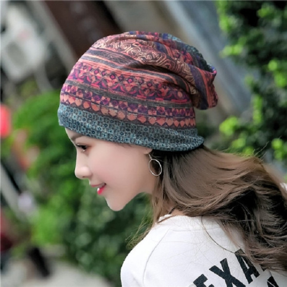 National Style Cotton Yarn Thin Wrap Cap Turban Hat for Women(Blue )