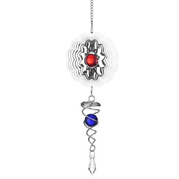 Crystal Stainless Steel Mirror Three-dimensional Rotating Wind Chime(Sun)