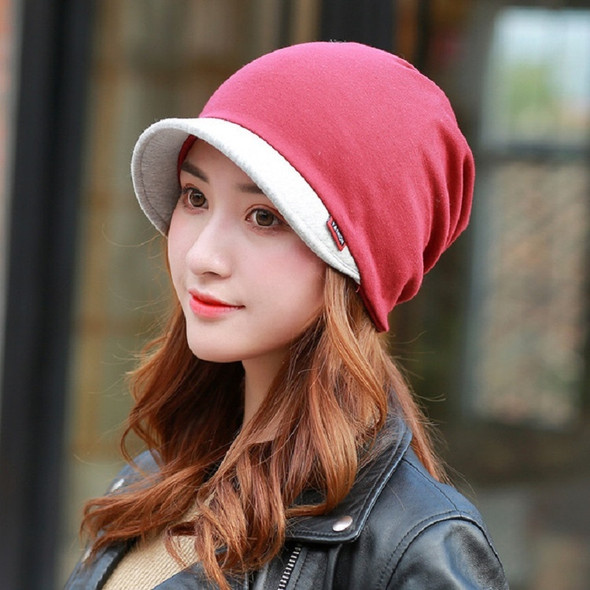 Cotton Hooded Hat Ladies Windproof Multi-purpose Ear Protection Turban Hat, Size:One Size, Style:Two-color(Red)