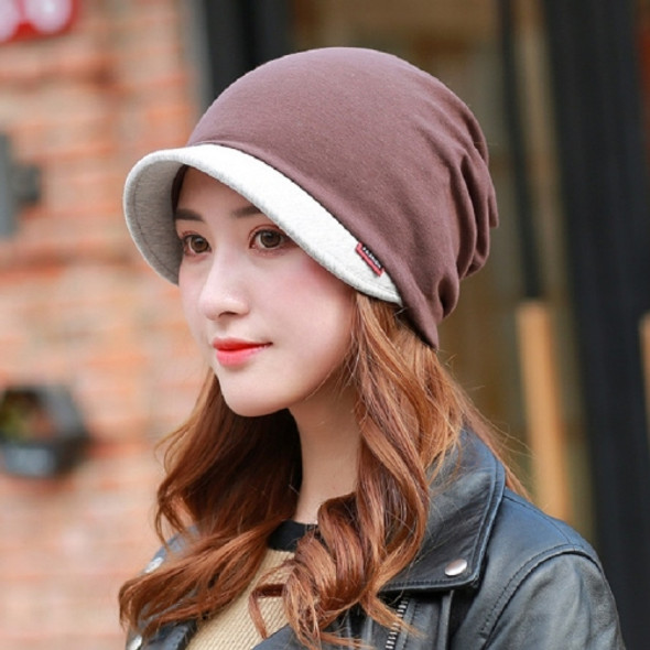 Cotton Hooded Hat Ladies Windproof Multi-purpose Ear Protection Turban Hat, Size:One Size, Style:Two-color(Brown)