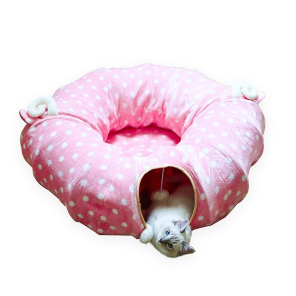 Folding Storage Cat Channel Puzzle Cat Toy Tunnel, Specification: Circular(Pink )
