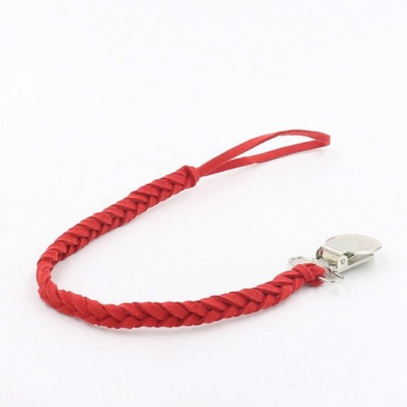 3 PCS Baby Pacifier Chain Leather Woven Anti-off Chain(Red)
