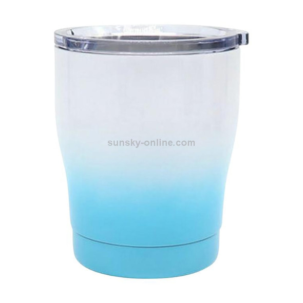 Gradient Milk Cup Vacuum 304 Stainless Steel Cold Insulation Wine Glass Beer Glass Cup(White+blue)