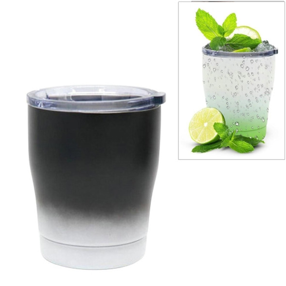 Gradient Milk Cup Vacuum 304 Stainless Steel Cold Insulation Wine Glass Beer Glass Cup(Black+White)