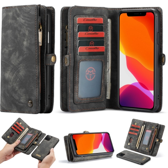 CaseMe-008 Detachable Multifunctional Horizontal Flip Leather Case with Card Slot & Holder & Zipper Wallet & Photo Frame For iPhone 11 Pro(Black)