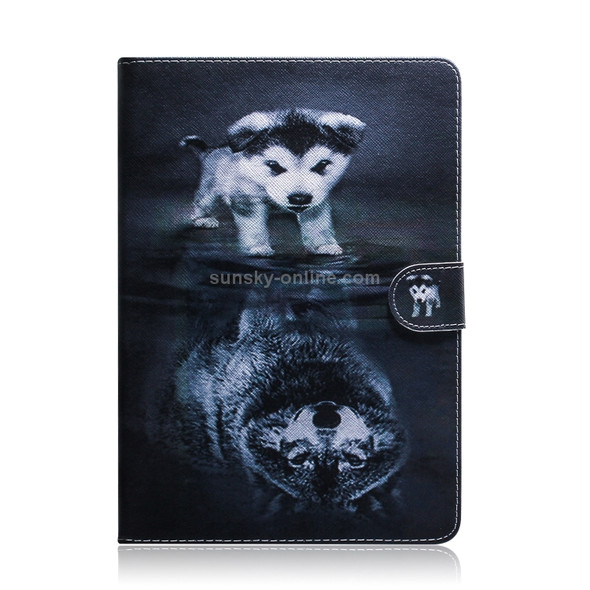 Wolf and Dog Pattern Horizontal Flip Leather Case for Amazon Kindle Fire HD 8 2015/2016/2017/2018, with Holder & Card Slot & Wallet