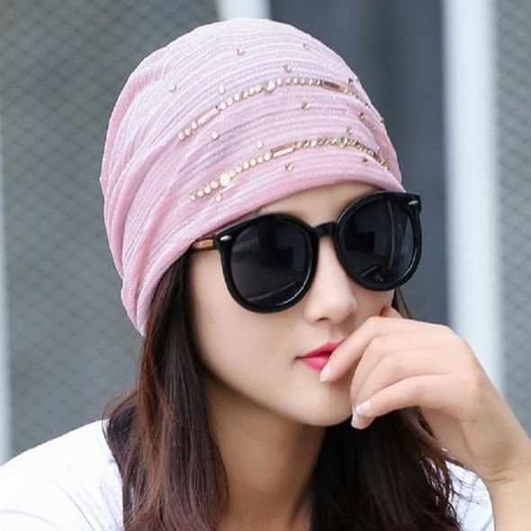 Women Thin Lace Turban Hat Hooded Cap Confinement Cap, Version:Adult Version(Pink)