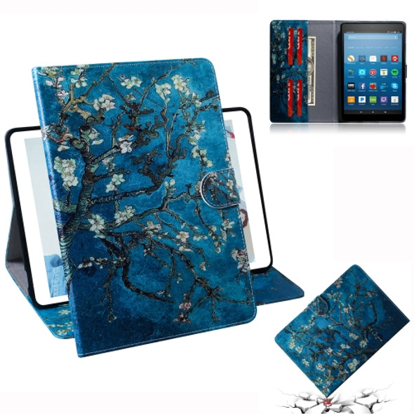 Apricot Blossom Pattern Horizontal Flip Leather Case for Amazon Kindle Fire HD 8 2015/2016/2017/2018, with Holder & Card Slot & Wallet