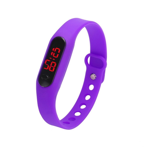 Delicate Sports Watches Rubber LED Women Mens Date Sports Bracelet Digital Wrist Watch(Purple)