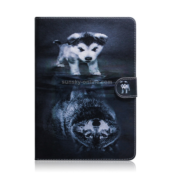 Wolf and Dog Pattern Horizontal Flip Leather Case for Amazon Kindle Fire HD 10 2015/2017, with Holder & Card Slot & Wallet