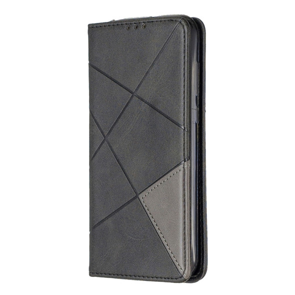 Rhombus Texture Horizontal Flip Magnetic Leather Case with Holder & Card Slots For Huawei Y5 (2019) / Honor 8S(Black)