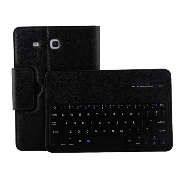 For Galaxy Tab E 9.6 / T560 2 in 1 Detachable Bluetooth Keyboard Litchi Texture Leather Case with Holder(Black)