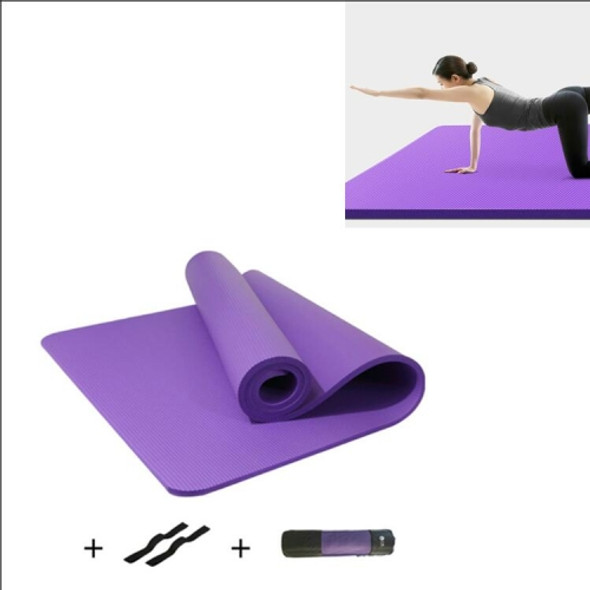 Purple Men and Women Beginners Home Non-slip Yoga Mat with Straps & Tutorial & Net Bag, Size:1850 x 900 x 10mm