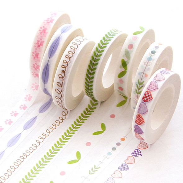 3 Rolls Thin Section Line Paper Tape Hand Book Border Decorative Fresh Narrow Sticker(Green Leaves)