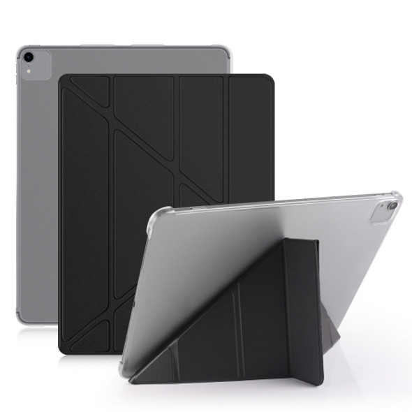 Multi-folding Shockproof TPU Protective Case for iPad Pro 12.9 inch (2018), with Holder & Sleep / Wake-up Function(Black)
