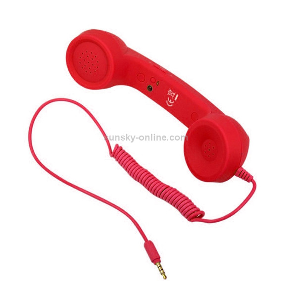 3.5mm Plug Mic Retro Telephone Anti-radiation Cell Phone Handset Receiver(Red)