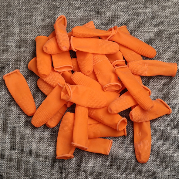 100 PCS Antistatic Antislip Durable Fingertips Latex Protective Gloves, Size: L, 2.8*6.5cm(Orange)