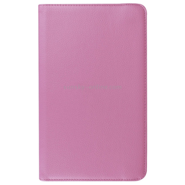 Litchi Texture Horizontal Flip Solid Color Leather Case with 360 Degrees Rotation Holder for Galaxy Tab E 9.6 / T560 / T561(Pink)