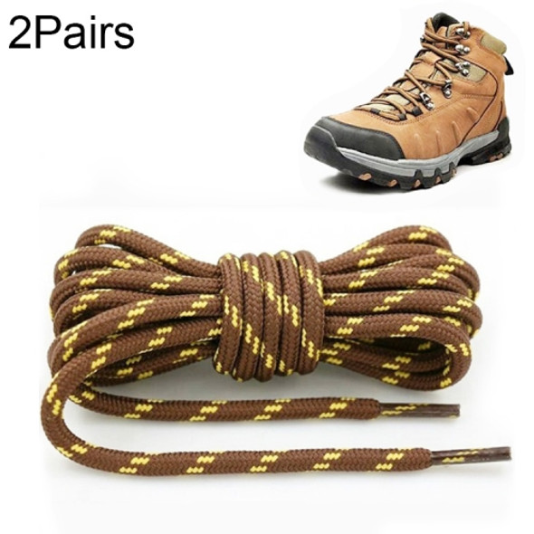 2 Pairs Round High Density Weaving Shoe Laces Outdoor Hiking Slip Rope Sneakers Boot Shoelace, Length:100cm(Red Brown-Yellow)