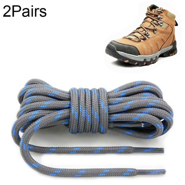 2 Pairs Round High Density Weaving Shoe Laces Outdoor Hiking Slip Rope Sneakers Boot Shoelace, Length:100cm(Dark Gray-Blue)