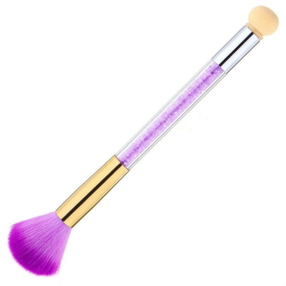 Double End Rhinestone Handle Nail Art Gradient Sponge Pen Brush Manicure Powder Dust Cleaning UV Gel Polish Tool(Purple Diamond)