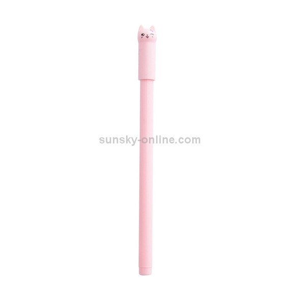 10 PCS Cat Shape Plastic Black Ink Gel Pen 0.5mm Cartoon Pens(Pink)