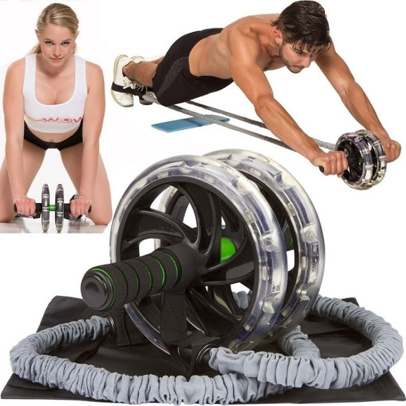 Multifunctional Roller Rope Abdominal Wheel Beginners Use Fitness Equipment Set(Pull Rope + Belly Wheel + Mat)