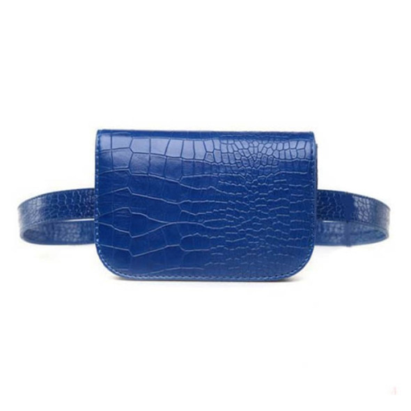 Vintage Women Alligator PU Leather Waist Pack Travel Belt Wallets Fanny Bags(Blue-S)