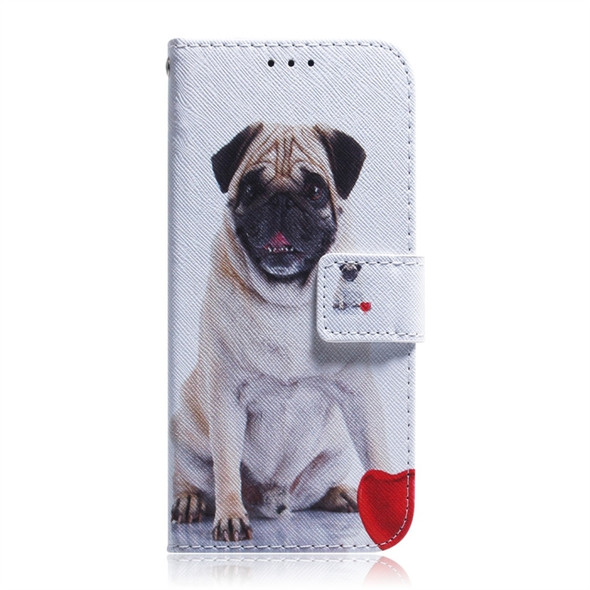 Pug Pattern Coloured Drawing Horizontal Flip Leather Case for Galaxy S10, with Holder & Card Slots & Wallet