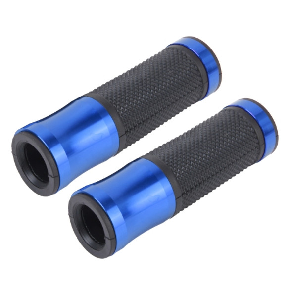 2 PCS Motorcycle Universal  Net Texture Metal Right and Left Handle Bar Grips with Rubber Cover(Blue)