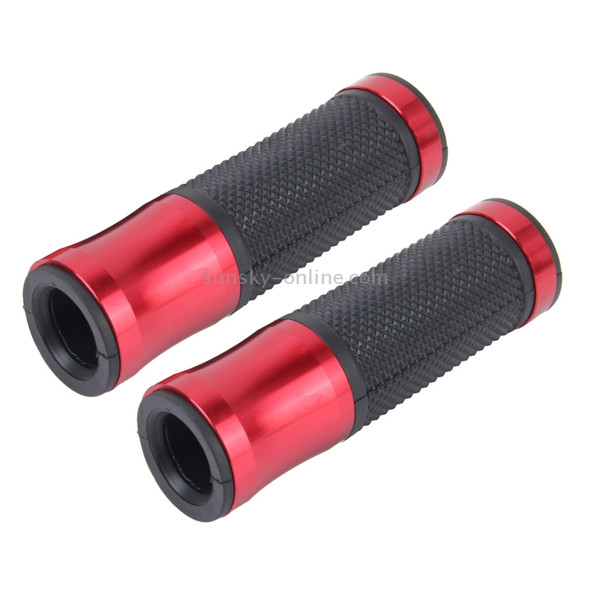 2 PCS Motorcycle Universal  Net Texture Metal Right and Left Handle Bar Grips with Rubber Cover(Red)